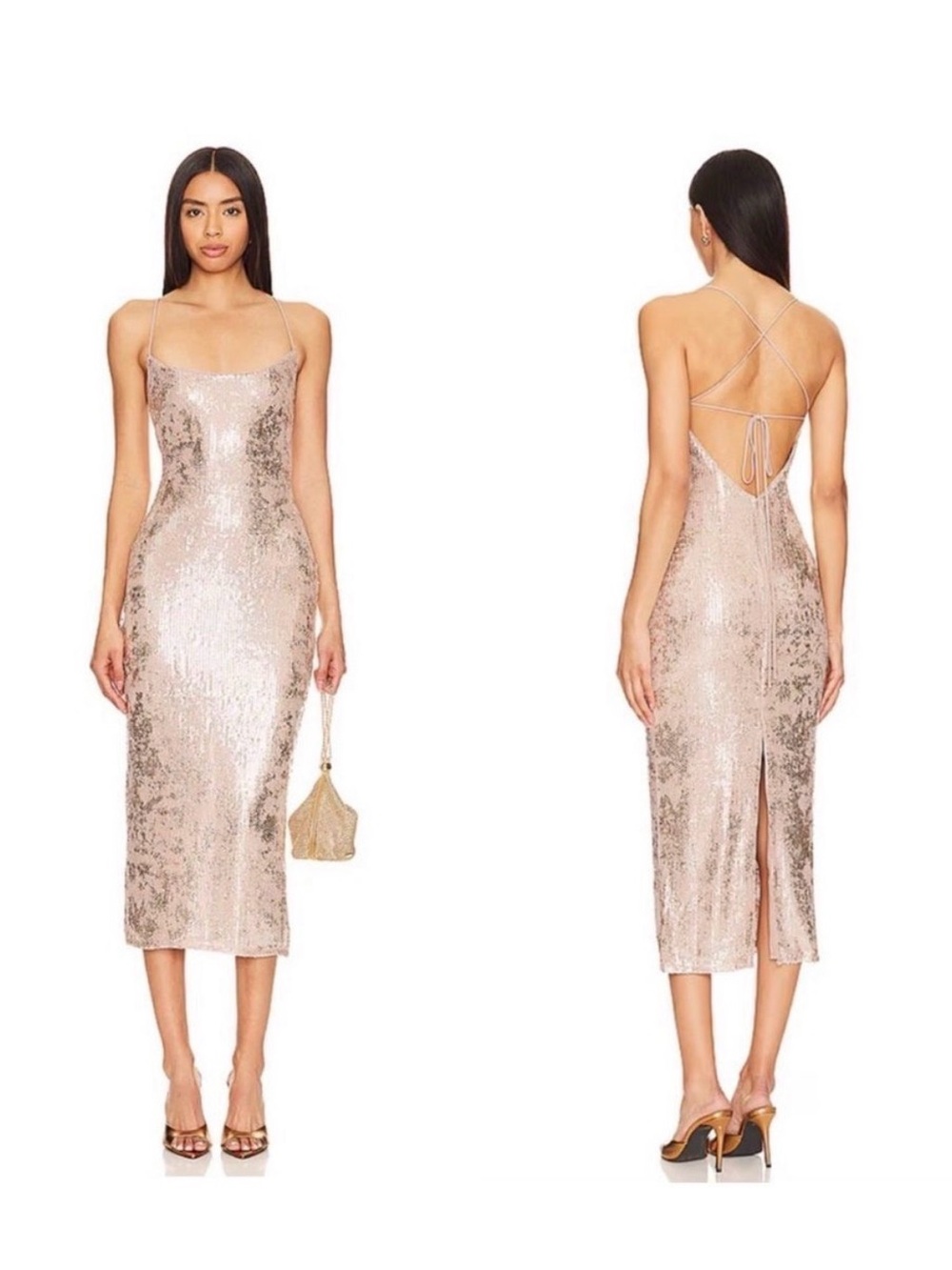 NBD Sequin Taupe Jobelle Midi Dress